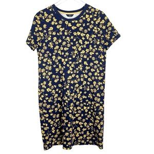 JOULES Navy with Yellow/Gold Floral Short Sleeve Crewneck T-Shirt Dress Size 6